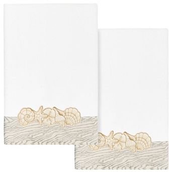 Linum Home Textiles Turkish Cotton Shell Row 2 pc Embellished Bath Towel Set