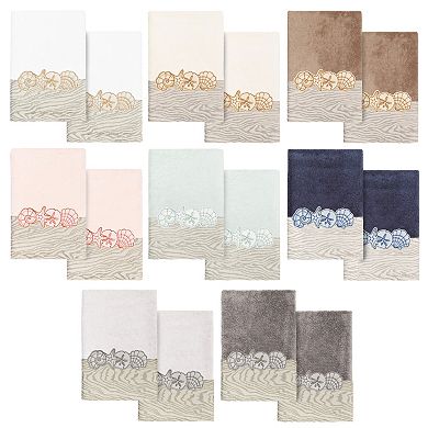Linum Home Textiles Turkish Cotton Shell Row 2-piece Embellished Hand Towel Set