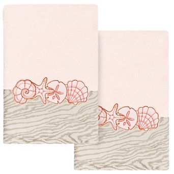 Linum Home Textiles Turkish Cotton Shell Row 2 pc Embellished Hand Towel Set