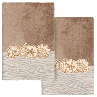 Linum Home Textiles Turkish Cotton Shell Row 2 pc Embellished Hand Towel Set
