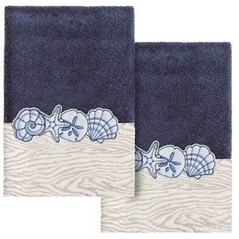 Linum Home Textiles Turkish Cotton Shell Row 2 pc Embellished Hand Towel Set