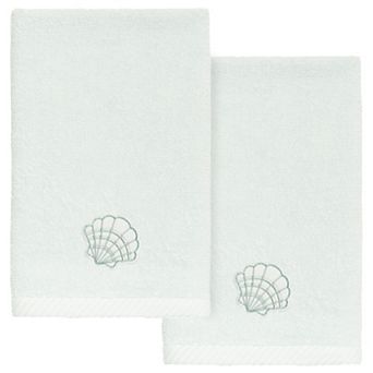 Linum Home Textiles Turkish Cotton Shell Row 2 pc Embellished Fingertip Towel Set