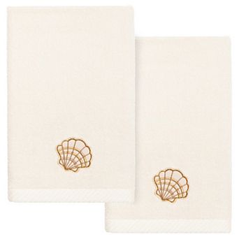 Linum Home Textiles Turkish Cotton Shell Row 2 pc Embellished Fingertip Towel Set