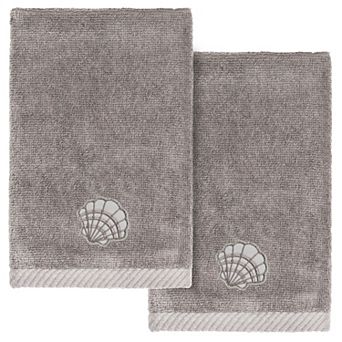 Linum Home Textiles Turkish Cotton Shell Row 2 pc Embellished Fingertip Towel Set