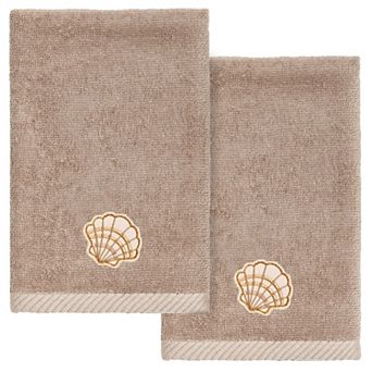 Linum Home Textiles Turkish Cotton Shell Row 2 pc Embellished Fingertip Towel Set
