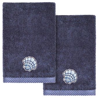 Linum Home Textiles Turkish Cotton Shell Row 2 pc Embellished Fingertip Towel Set