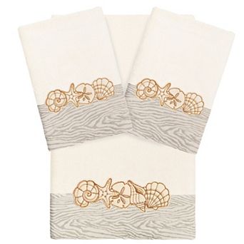 Linum Home Textiles Turkish Cotton Shell Row 3 pc Embellished Towel Set