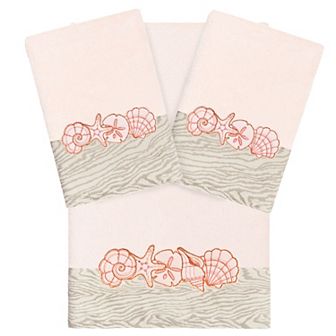 Linum Home Textiles Turkish Cotton Shell Row 3 pc Embellished Towel Set