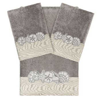 Linum Home Textiles Turkish Cotton Shell Row 3 pc Embellished Towel Set