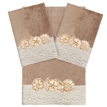 Linum Home Textiles Turkish Cotton Shell Row 3 pc Embellished Towel Set