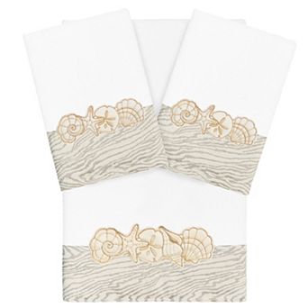 Linum Home Textiles Turkish Cotton Shell Row 3 pc Embellished Towel Set
