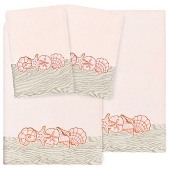 Linum Home Textiles Turkish Cotton Shell Row 4 pc Embellished Towel Set