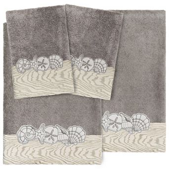 Linum Home Textiles Turkish Cotton Shell Row 4 pc Embellished Towel Set