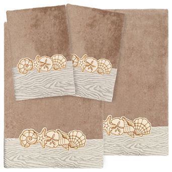 Linum Home Textiles Turkish Cotton Shell Row 4 pc Embellished Towel Set