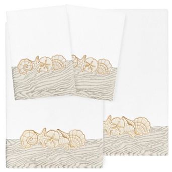 Linum Home Textiles Turkish Cotton Shell Row 4 pc Embellished Towel Set