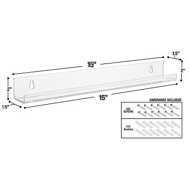 Sorbus Set of 6 Clear Acrylic Floating Wall Shelves