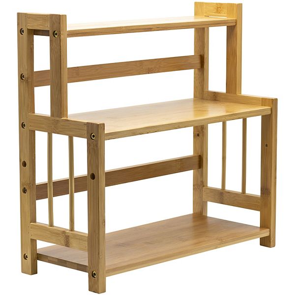 Sorbus 3-Tier Standing Adjustable Bamboo Countertop Organizer - Clear
