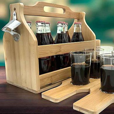 Sorbus Bamboo Drink Caddy with Opener & 2 Samplet Paddle Boards