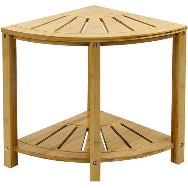 Sorbus Bamboo Corner Shower Bench or Side Table - Clear