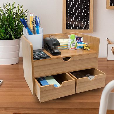 Sorbus Bamboo Desk Organizer With Drawers