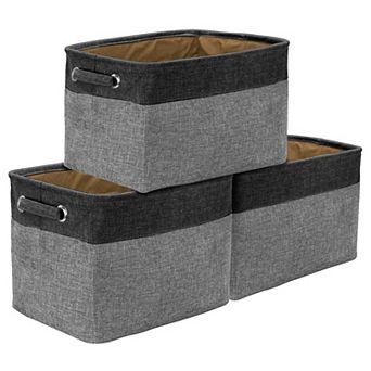 Sorbus Set of 3 Contrast Trim Twill Storage Baskets