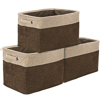 Sorbus Set of 3 Contrast Trim Twill Storage Baskets