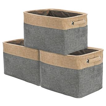 Sorbus Set of 3 Contrast Trim Twill Storage Baskets