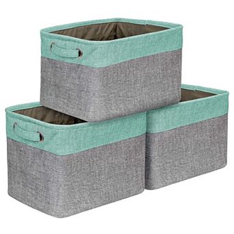 Sorbus Set of 3 Contrast Trim Twill Storage Baskets