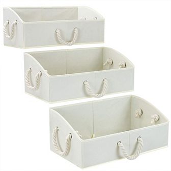 Sorbus Set of 3 Non-Woven Storage Boxes with Cotton Rope
