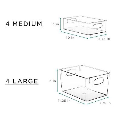 Sorbus Set of 8 Clear Fridge Organizer Containers and Bins