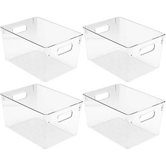 Sorbus 4-Pack Square Fridge Organizer Bins with Handles