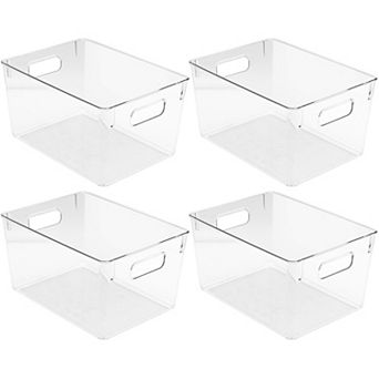 Sorbus 4-Pack Square Fridge Organizer Bins with Handles