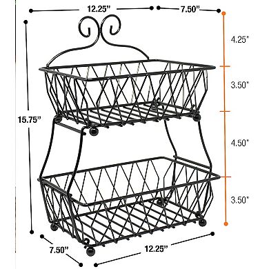 Sorbus 2-tier Wire Fruit Basket Table Decor