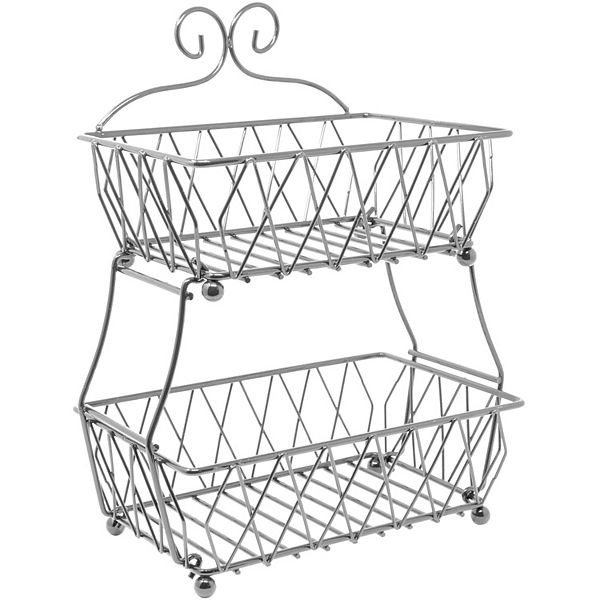 Sorbus Kitchen Silver Metal Wire Basket Display Stand Drawer Organizer with 2-Tier Rack