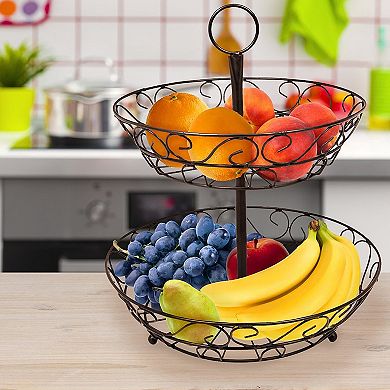 Sorbus 2-tier Fruit Basket Bowl Stand Table Decor