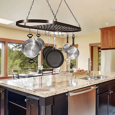 Sorbus Ceiling-Mounted Pot Rack with Hooks