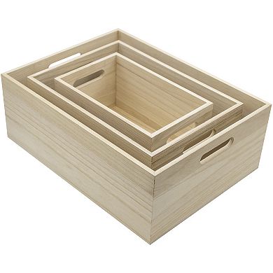 Sorbus Set of 3 Nesting Wooden Storage Bins