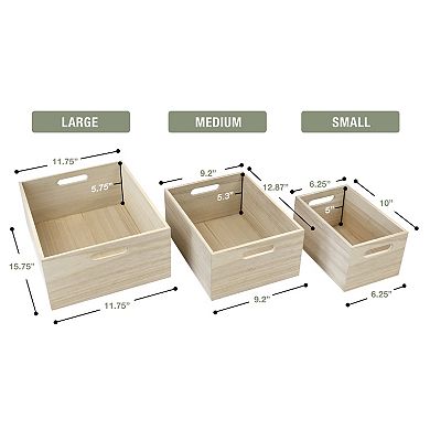 Sorbus Set of 3 Nesting Wooden Storage Bins