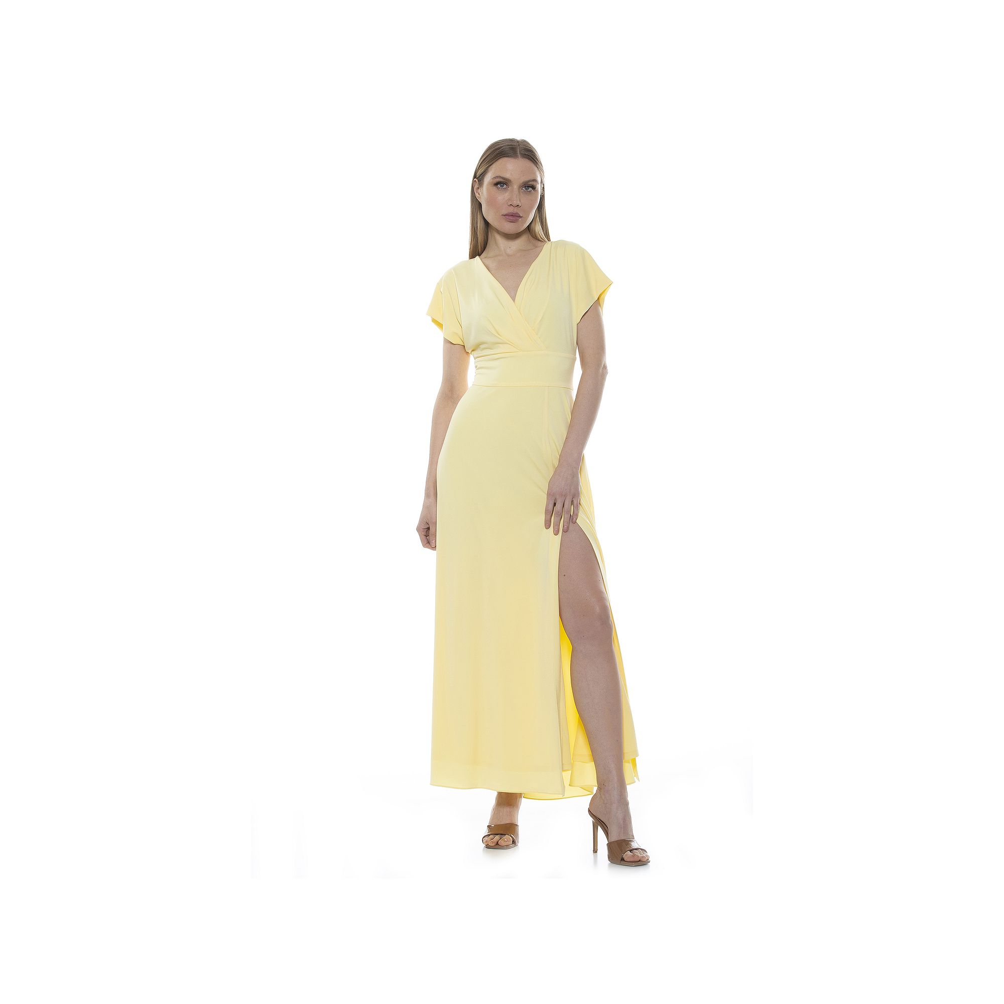 Womens ALEXIA ADMOR Brielle Surplice Maxi Dress, Size: XS, Yellow
