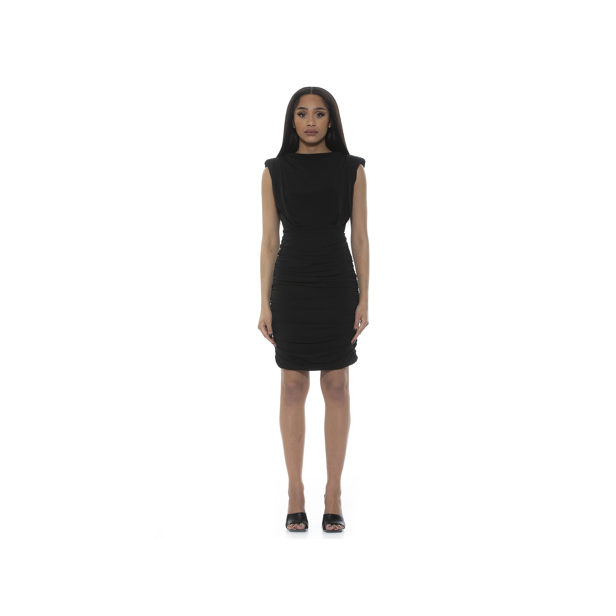 Womens ALEXIA ADMOR Chantria Draped Mini Mockneck Dress, Size: XS, Black