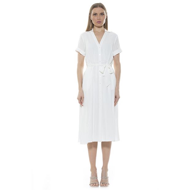 Alexia Admor Women's Liv Button Down Midi Length Shirt Dress, Pink, 8