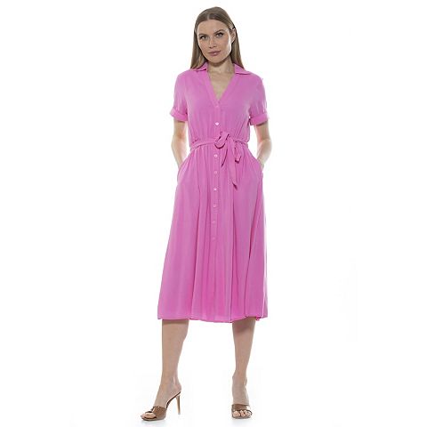 Женские платья ALEXIA Women's ALEXIA ADMOR Liv Button-Down Midi Shirt Dress