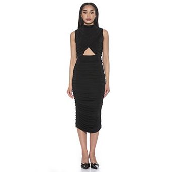 Women's ALEXIA ADMOR Sadee Ruched Mockneck Cutout Sheath Dress