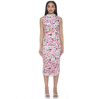 Women's ALEXIA ADMOR Sadee Ruched Mockneck Cutout Sheath Dress