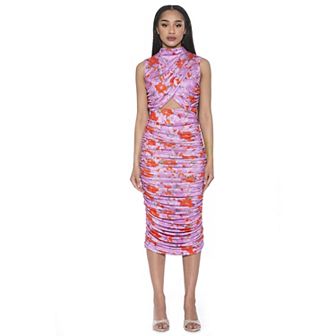 Women's ALEXIA ADMOR Sadee Ruched Mockneck Cutout Sheath Dress