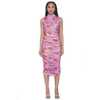 Women's ALEXIA ADMOR Sadee Ruched Mockneck Cutout Sheath Dress