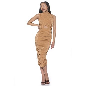 Women's ALEXIA ADMOR Sadee Ruched Mockneck Cutout Sheath Dress