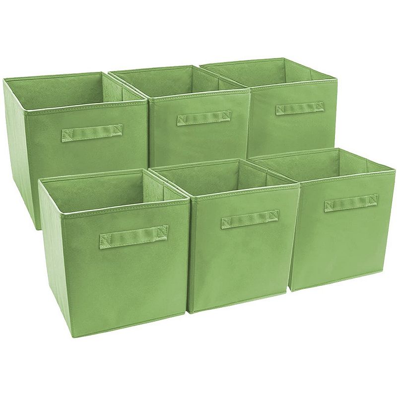 Sorbus Set of 6 Foldable Storage Cube Basket Bins, Green
