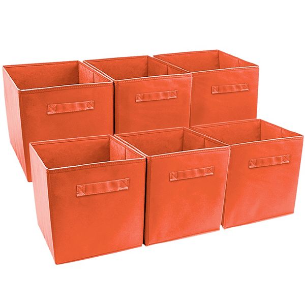 Sorbus 11 Inch Cube Storage Organizer Bins - 6 Pack Orange