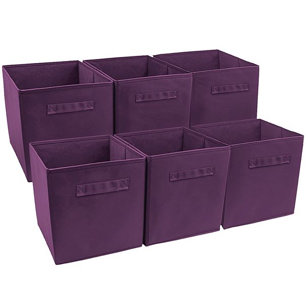 Sorbus Set of 6 Foldable Storage Cube Basket Bins - Purple